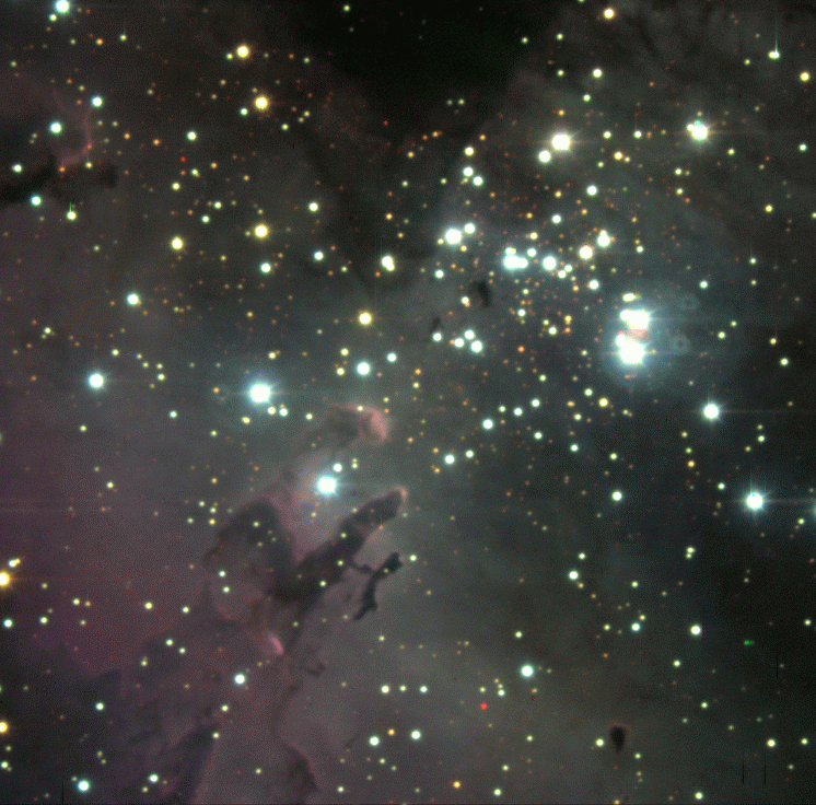 Blue Stars and Red Pillars