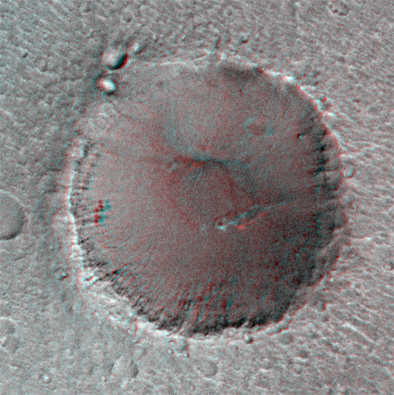 Mars: Big Crater in Stereo