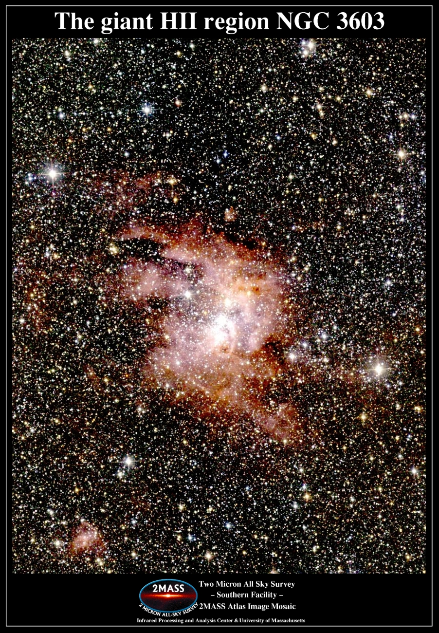 Giant Emission Nebula NGC 3603 in Infrared
