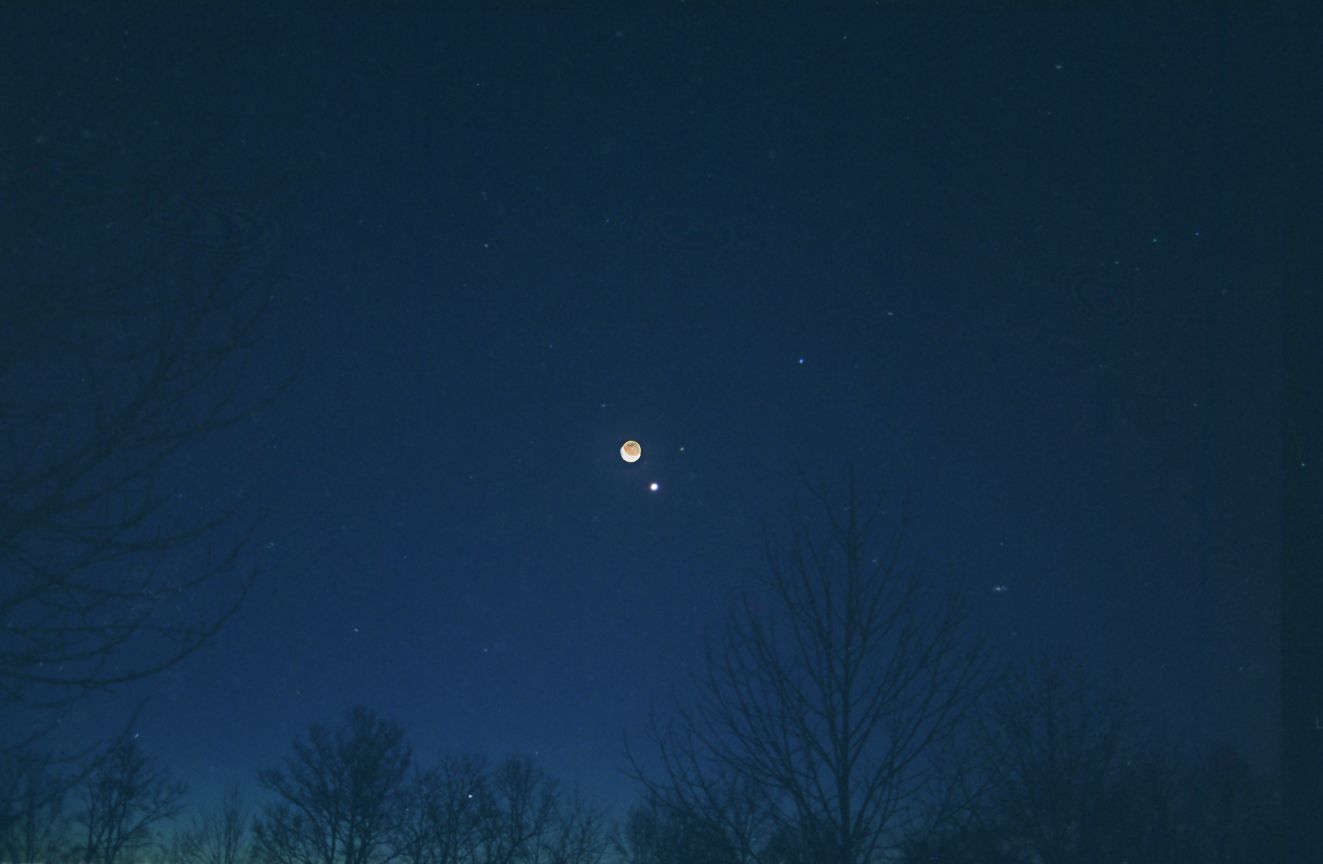 Moon, Mars, Venus, and Spica