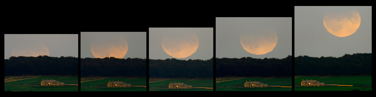 Eclipsed Moon Rising Over England