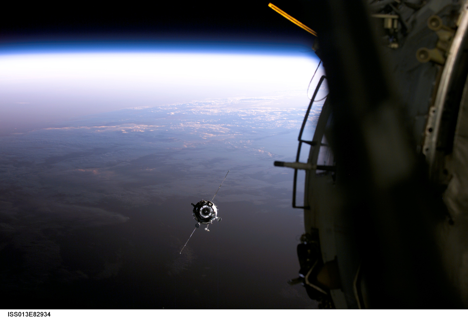 A Supply Ship Approaches the Space Station
