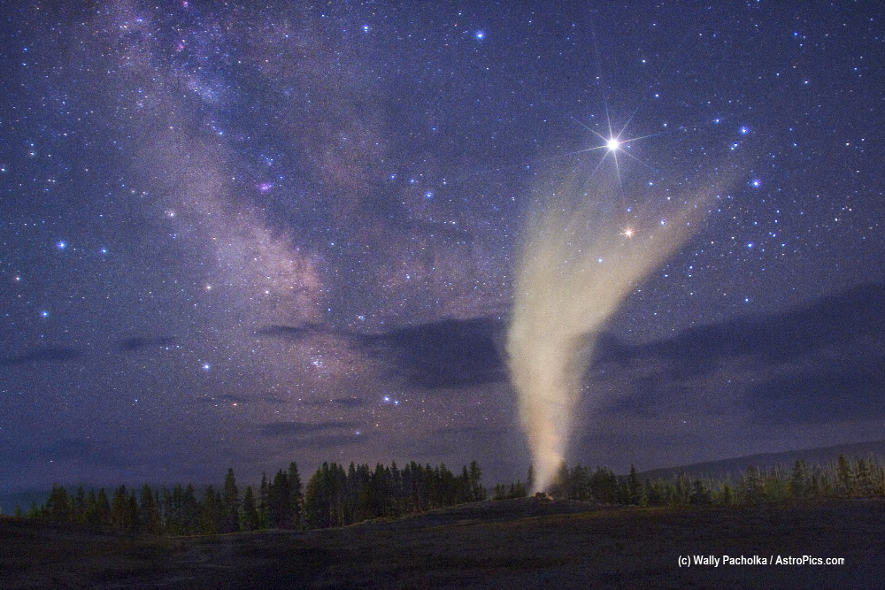 Old Faithful Below a Yellowstone Sky