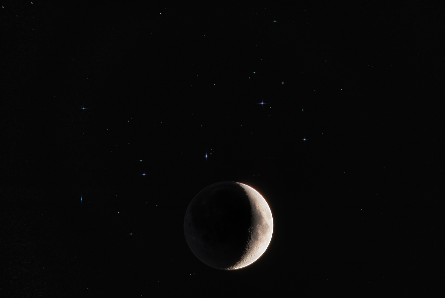Young Moon and Sister Stars