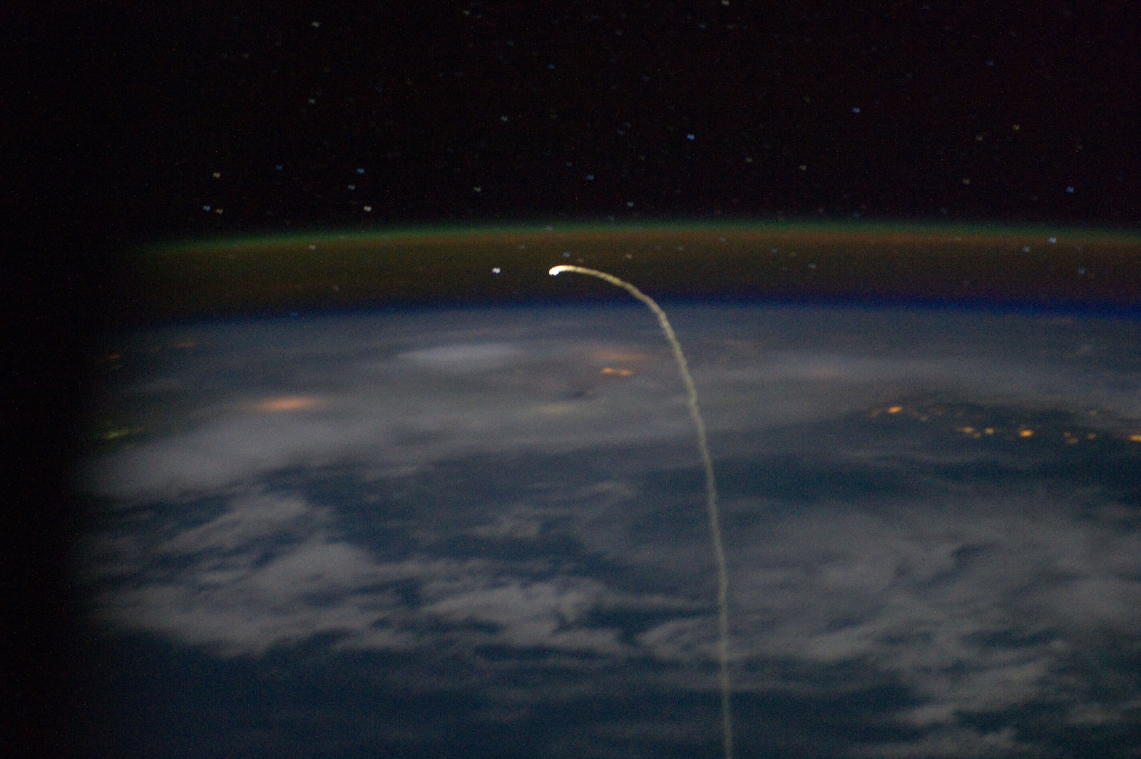 Shuttle Reentry Streak from Orbit