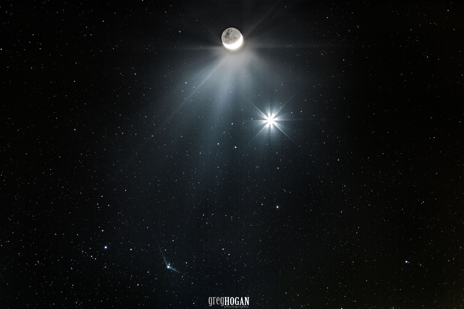 Comet Meets Moon and Morning Star