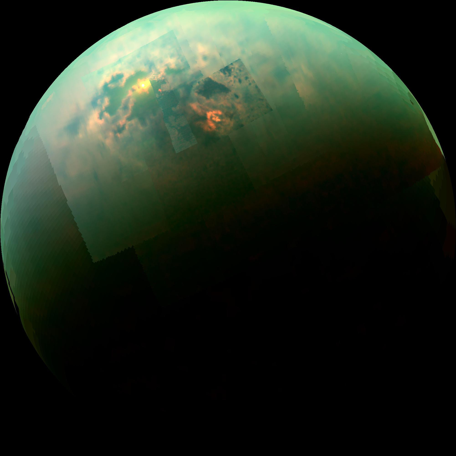 Titan Seas Reflect Sunlight
