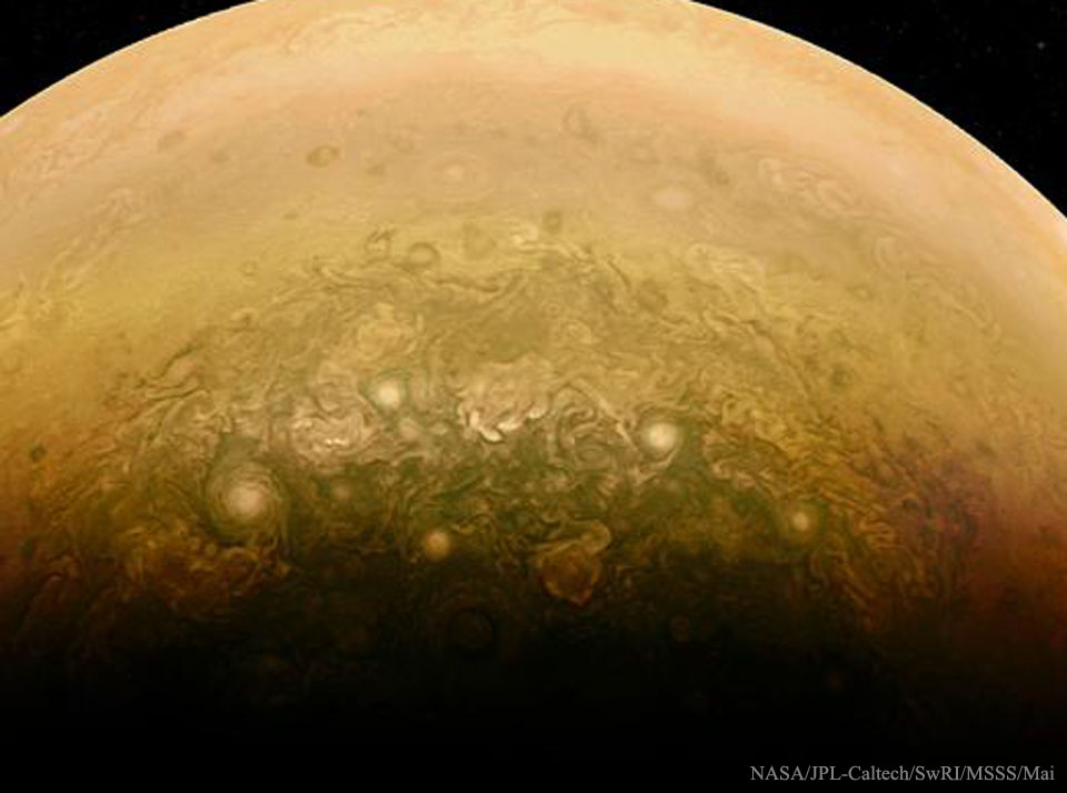 Clouds Near Jupiter's South Pole from Juno
