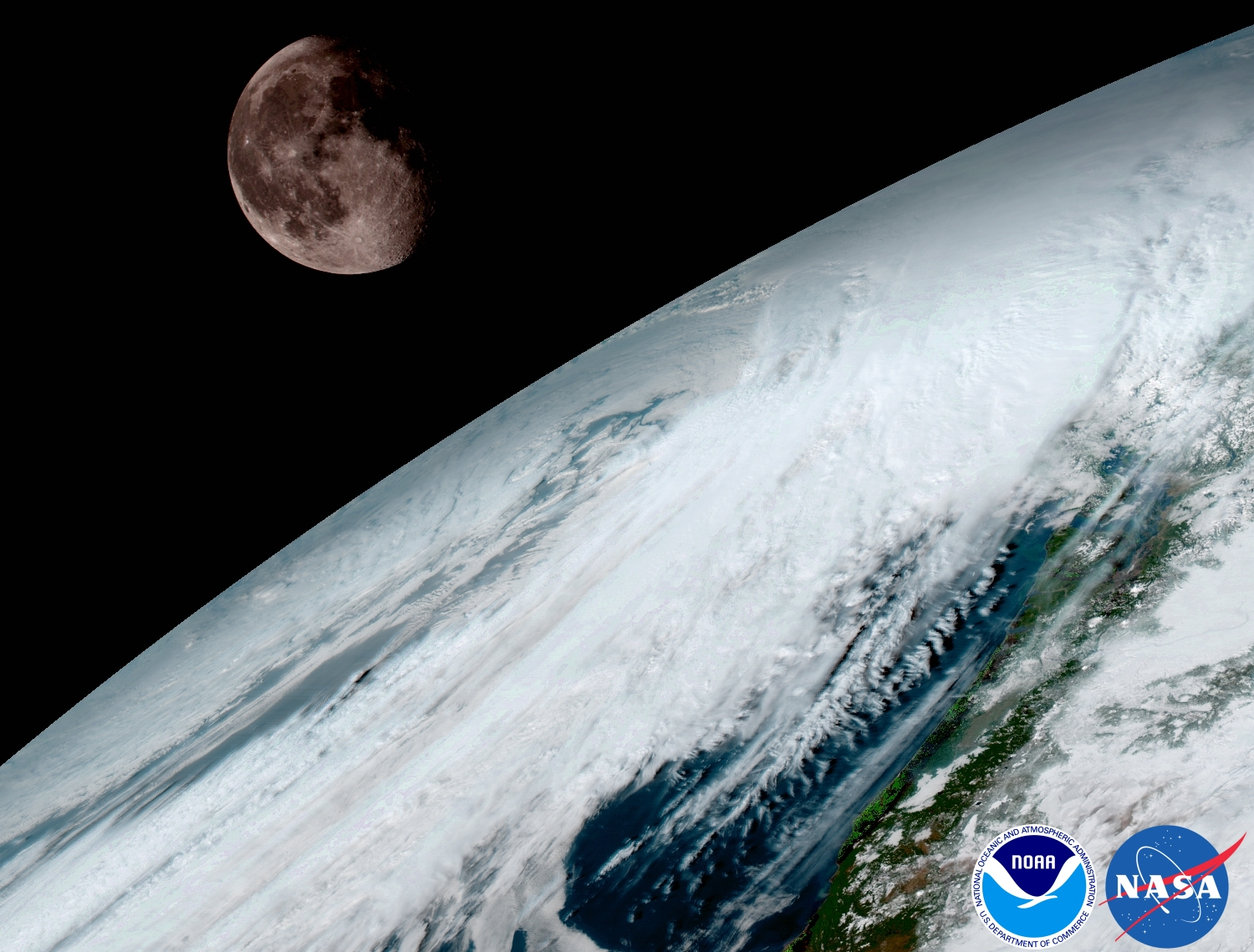 GOES-16: Moon over Planet Earth