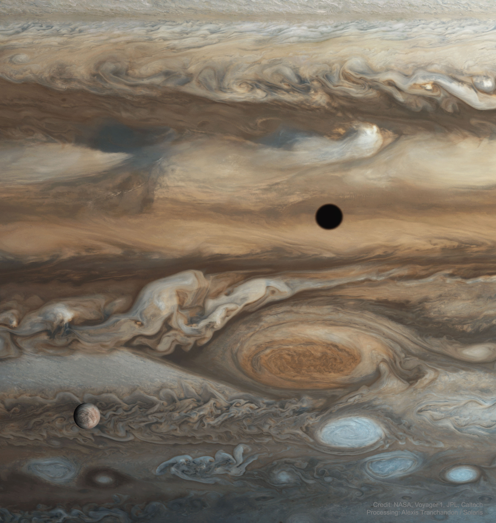 Europa and Jupiter from Voyager 1