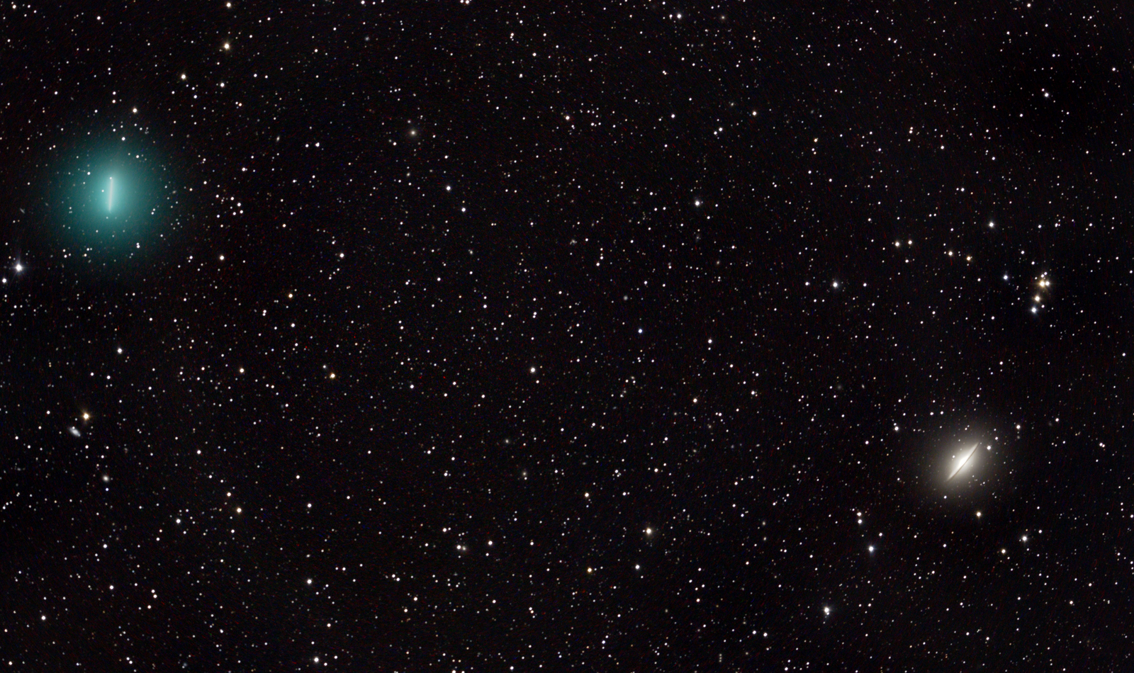 Comet Iwamoto and the Sombrero Galaxy