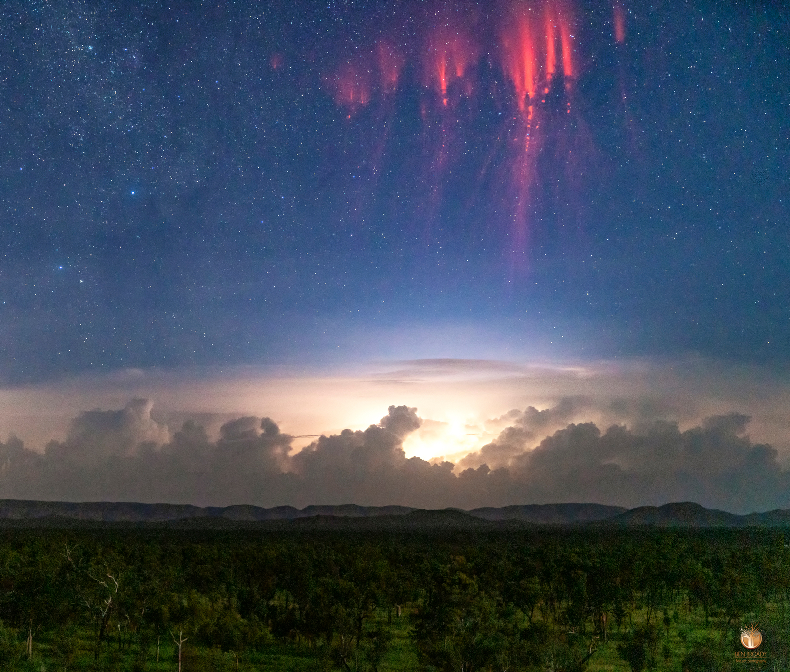 Red Sprite Lightning over Kununurra