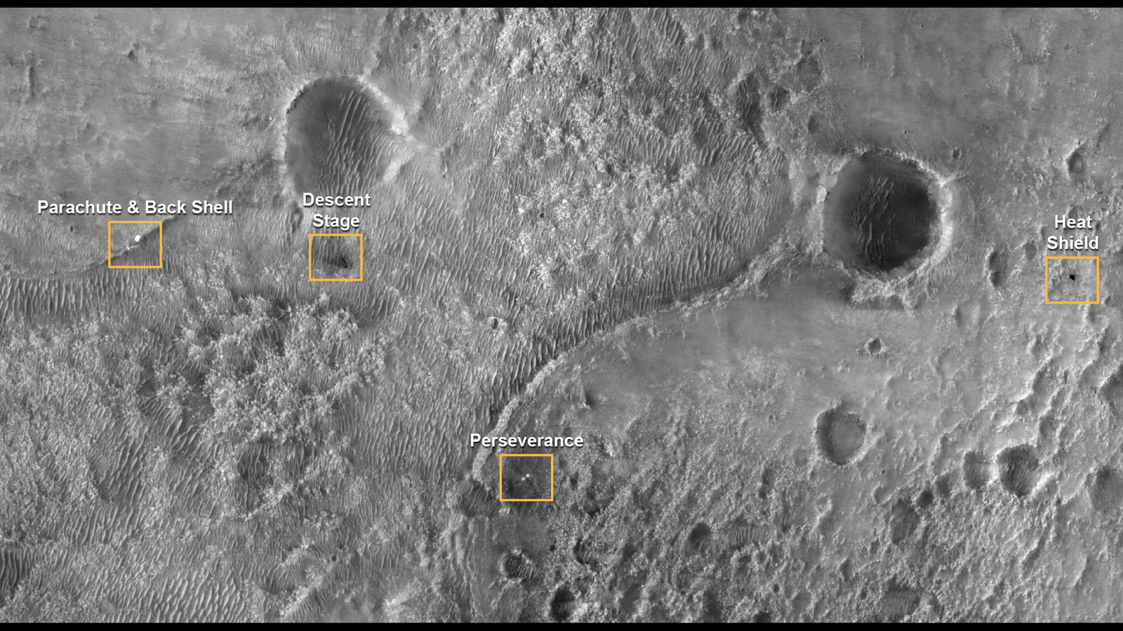 Perseverance Landing Site from Mars Reconnaissance Orbiter