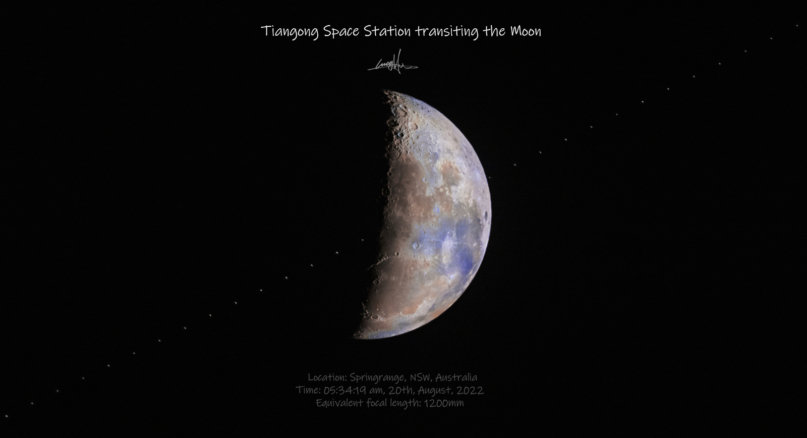 Tiangong Space Station Transits the Moon