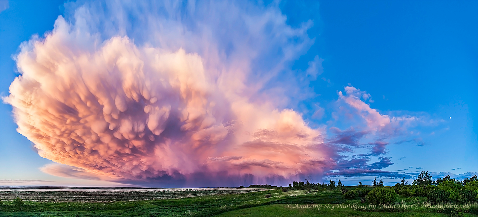 A Retreating Thunderstorm at Sunset
