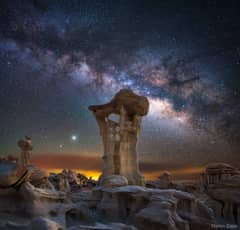 Preview of Jupiter and Saturn Rising Over Alien Throne Rock