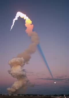 Preview of Shuttle Plume Shadow Points to Moon