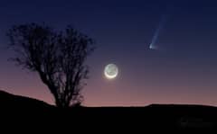 Preview of Comet PanSTARRS and a Crescent Moon