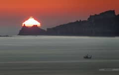 Preview of Distorted Green Flash Sunset over Italy