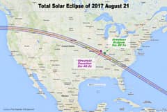 Preview of Map of Total Solar Eclipse Path in 2017 August