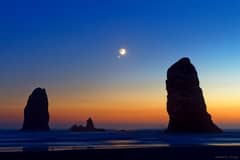 Preview of Moon and Venus over Cannon Beach