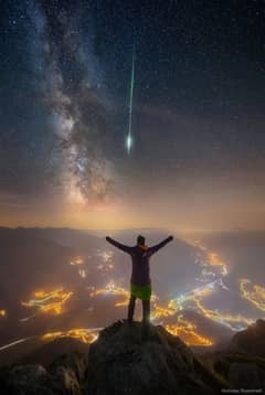 Preview of Meteor and Milky Way over the Alps