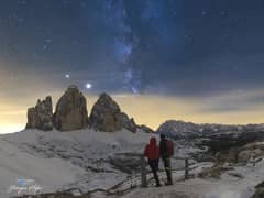 Preview of Saturn and Jupiter over Italian Peaks