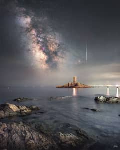 Preview of Meteor & Milky Way over the Mediterranean