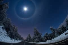 Preview of Quadruple Lunar Halo Over Winter Road