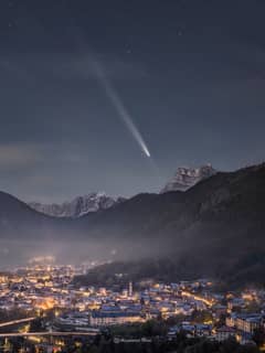 Preview of Comet Tsuchinshan-Atlas over the Dolomites