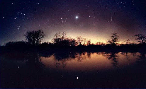 Hyakutake, Venus, Orion, and Pond