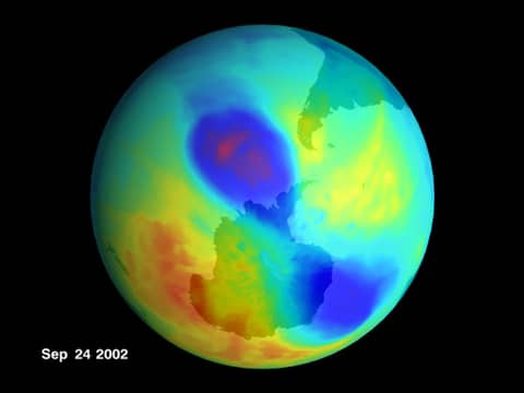 A Small Double Ozone Hole in 2002