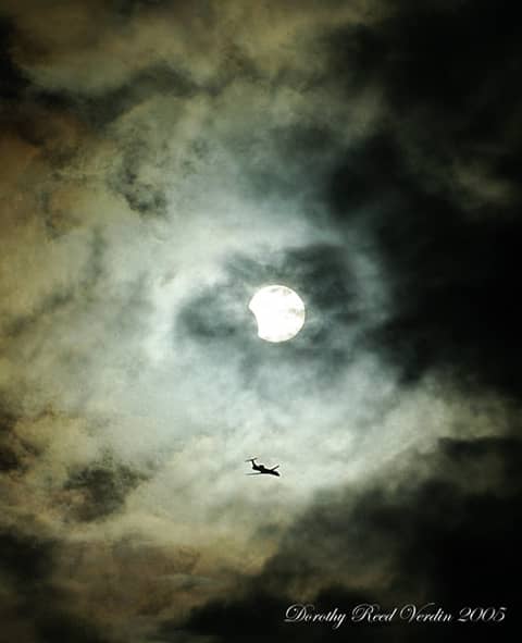 Clouds, Plane, Sun, Eclipse