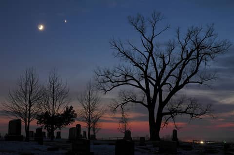 December Moon Meets Evening Star