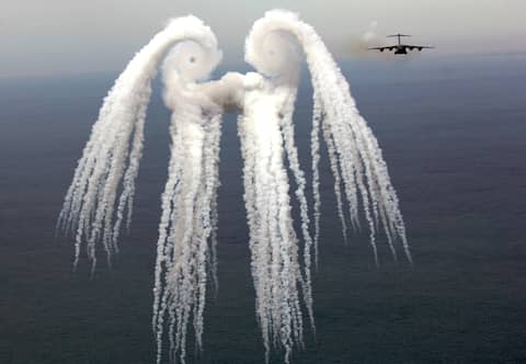 A Smoke Angel from Airplane Flares