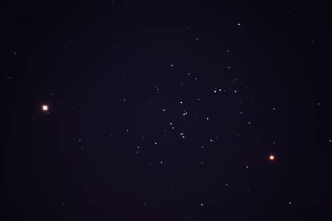Saturn, Mars, and the Beehive Cluster