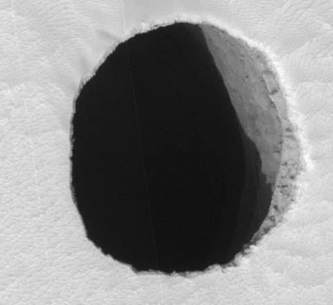 A Hole in Mars Close Up