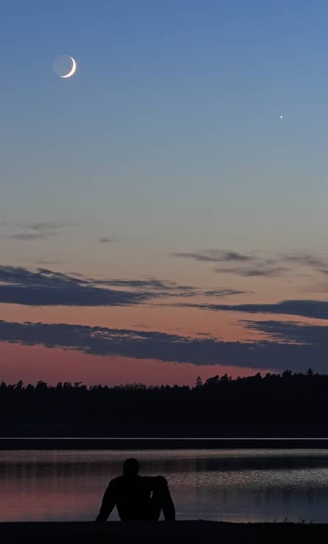 Calm, Crescent Moon, and Venus
