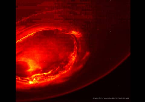 Aurora over Jupiter's South Pole from Juno
