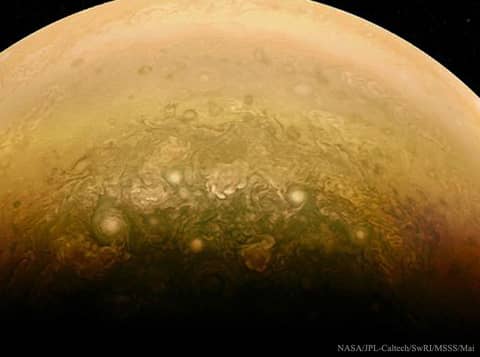 Clouds Near Jupiter's South Pole from Juno