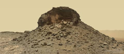 A Crumbling Layered Butte on Mars
