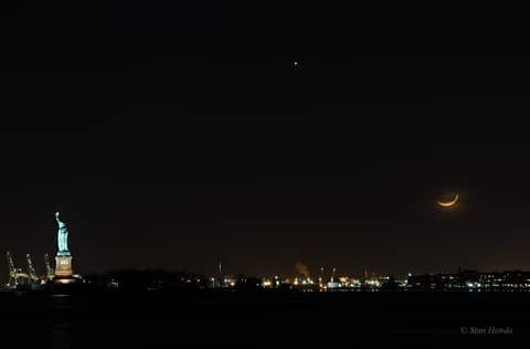 New York Harbor Moonset