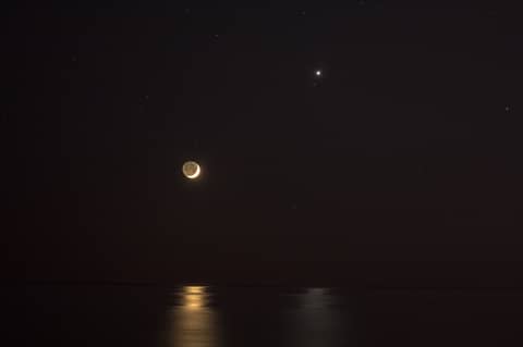 Reflections of Venus and Moon
