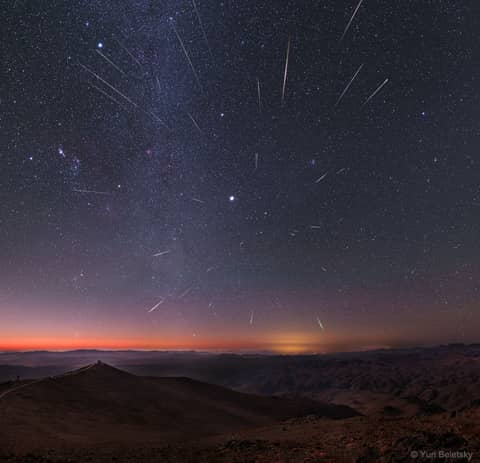 Geminid Meteors over Chile