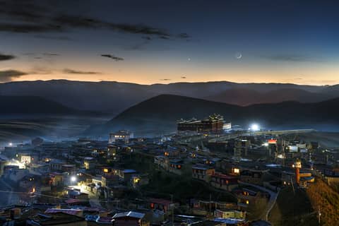 Moon and Planets at Twilight