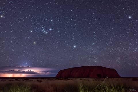Lightning and Orion Beyond Uluru