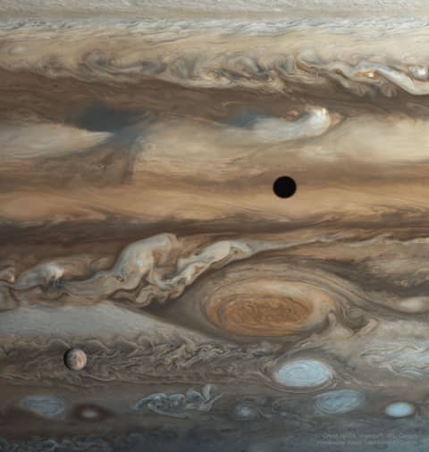 Europa and Jupiter from Voyager 1