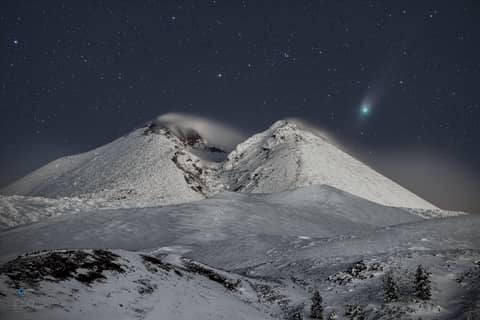 Comet ZTF over Mount Etna