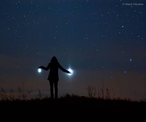 Jupiter and Venus from Earth