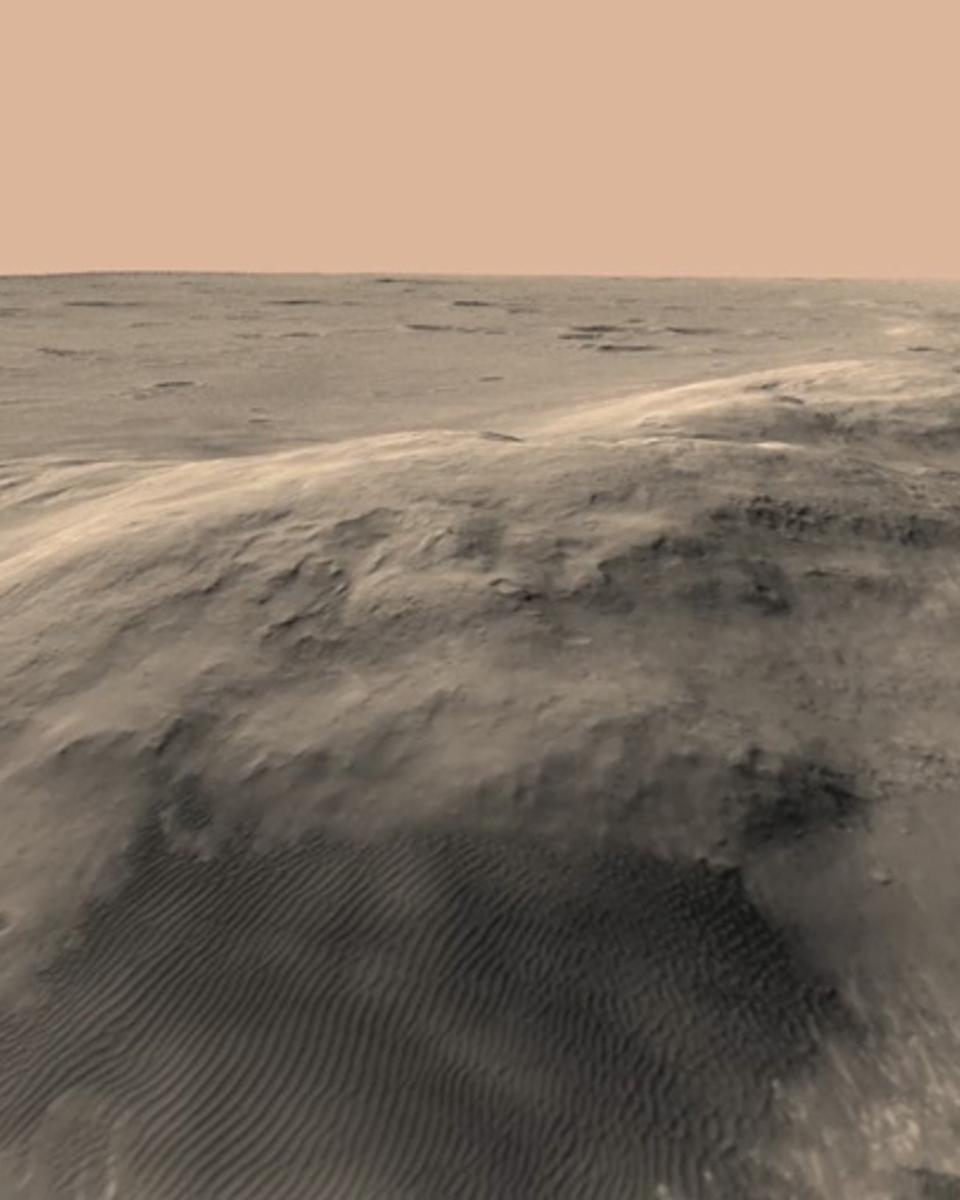 Flying Over the Columbia Hills of Mars